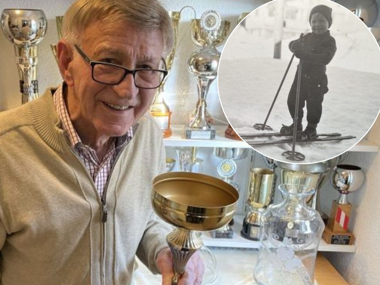 Othmar Moosbrugger ist stolz auf seine Pokale.