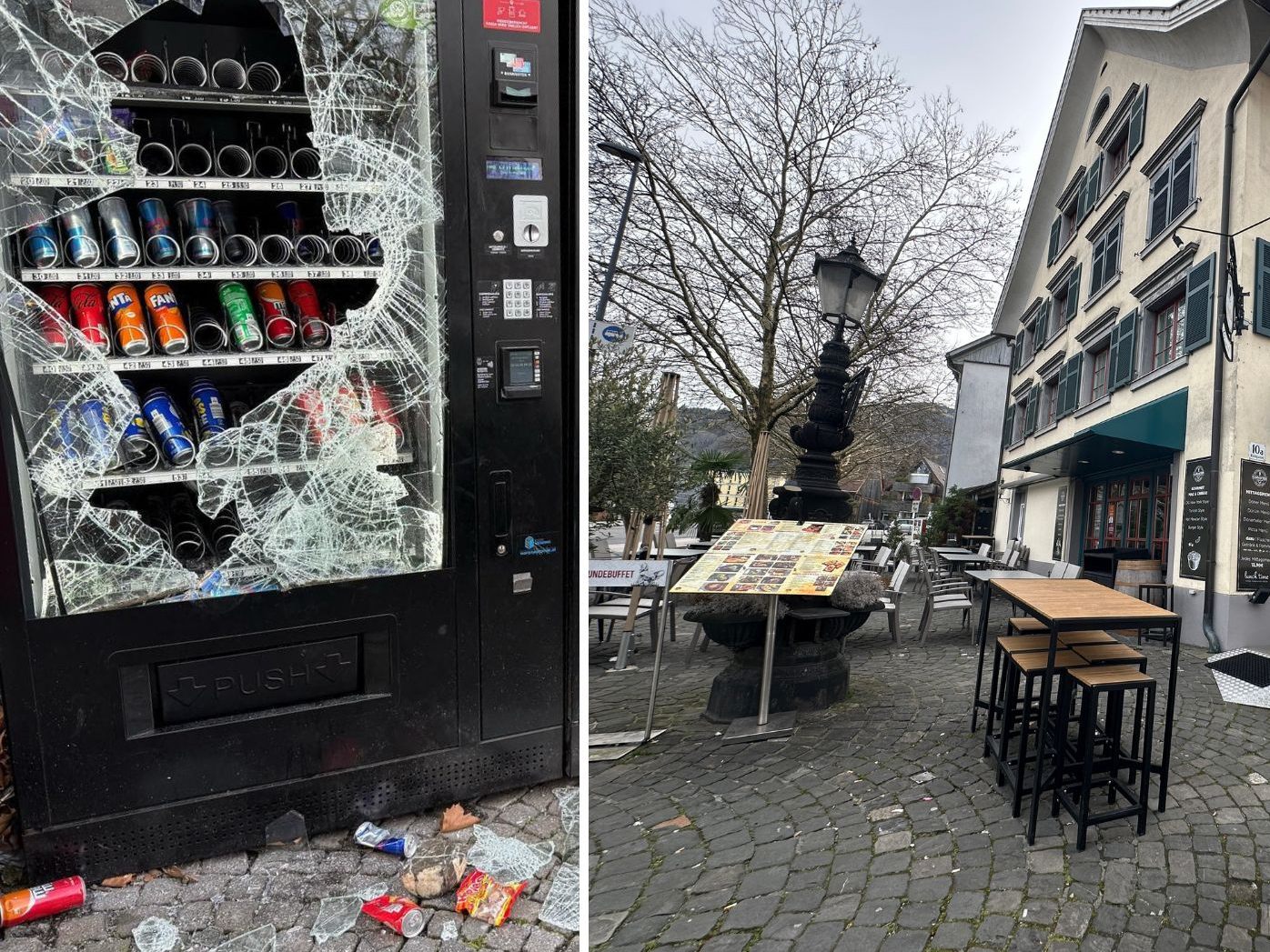 Der Automat beim "Karakter" wurde brutal eingeschlagen und geplündert. Der Automat beim "Karakter" wurde brutal eingeschlagen und geplündert.