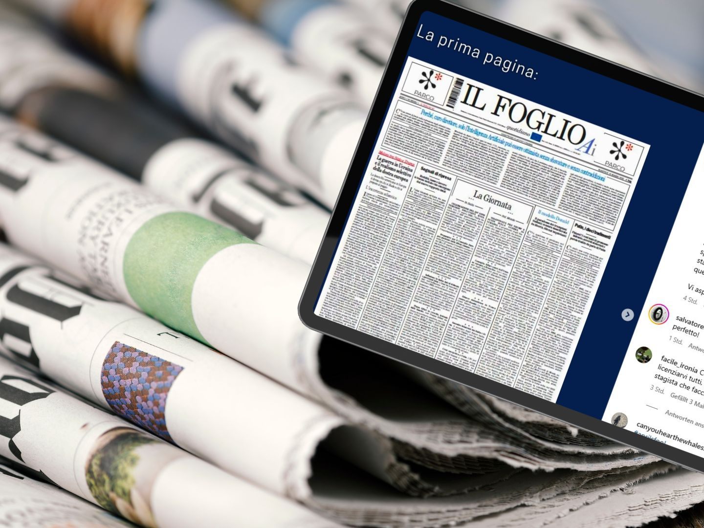 "Il Foglio" wird einen Monat lang nur aus KI-Artikeln bestehen. "Il Foglio" wird einen Monat lang nur aus KI-Artikeln bestehen.