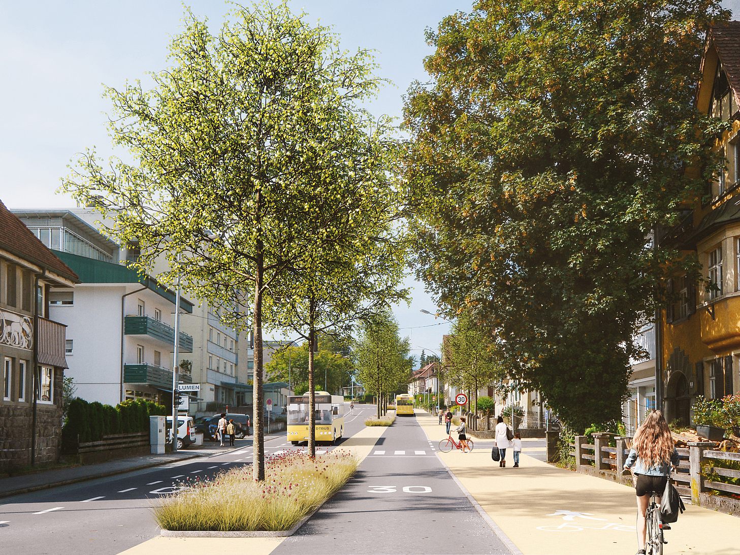 Die Renderings zeigen, wie die Begrünung der künftigen Gemeindestraße L191a aussehen könnte.