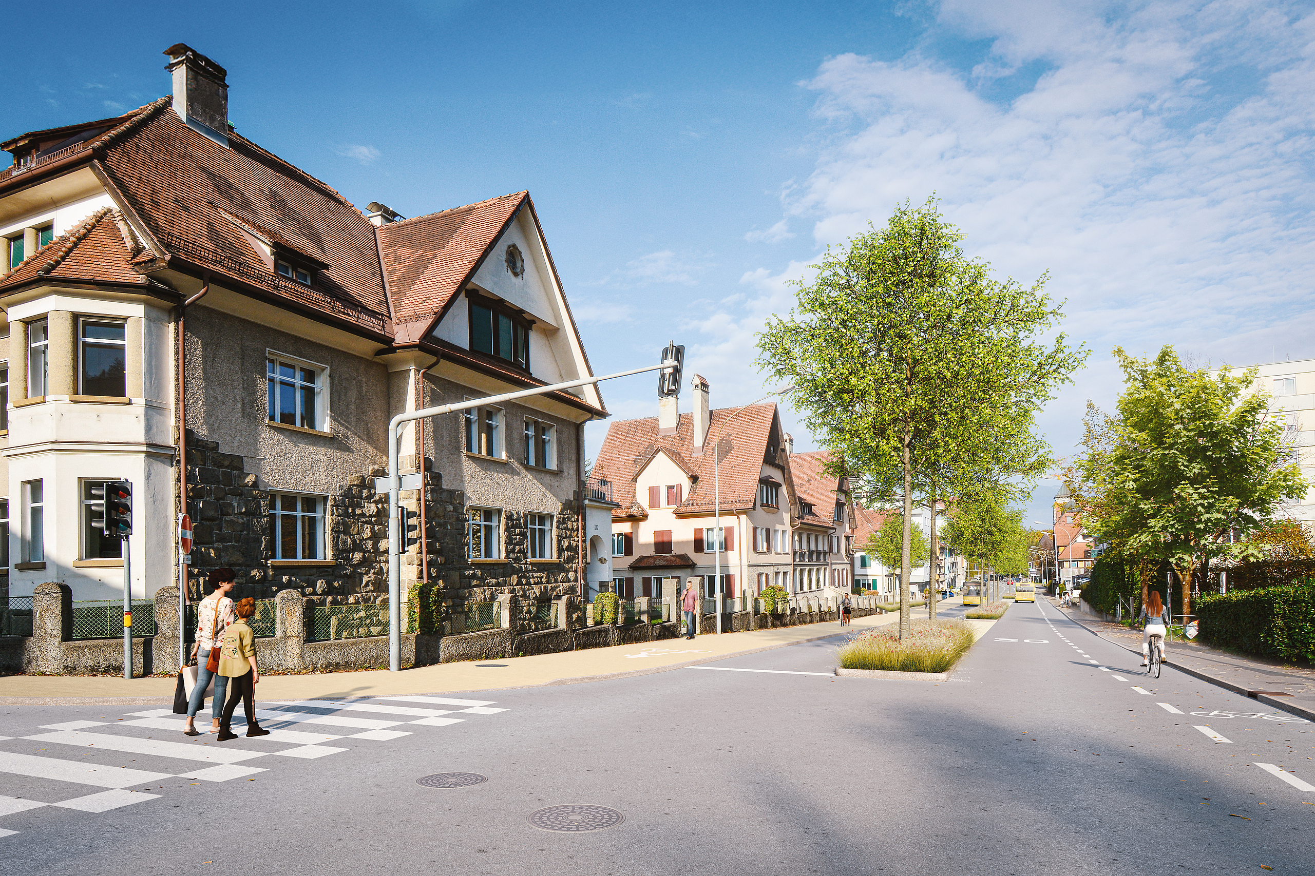 Die Renderings zeigen, wie die Begrünung der künftigen Gemeindestraße L191a aussehen könnte. 