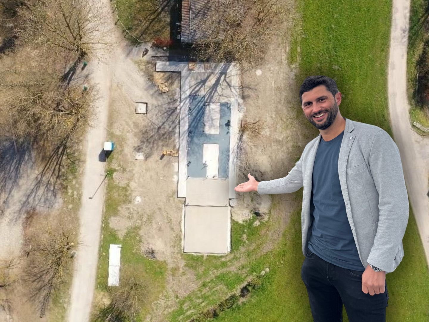 Hier entsteht gerade der erste Heliport am Harder Seeufer.