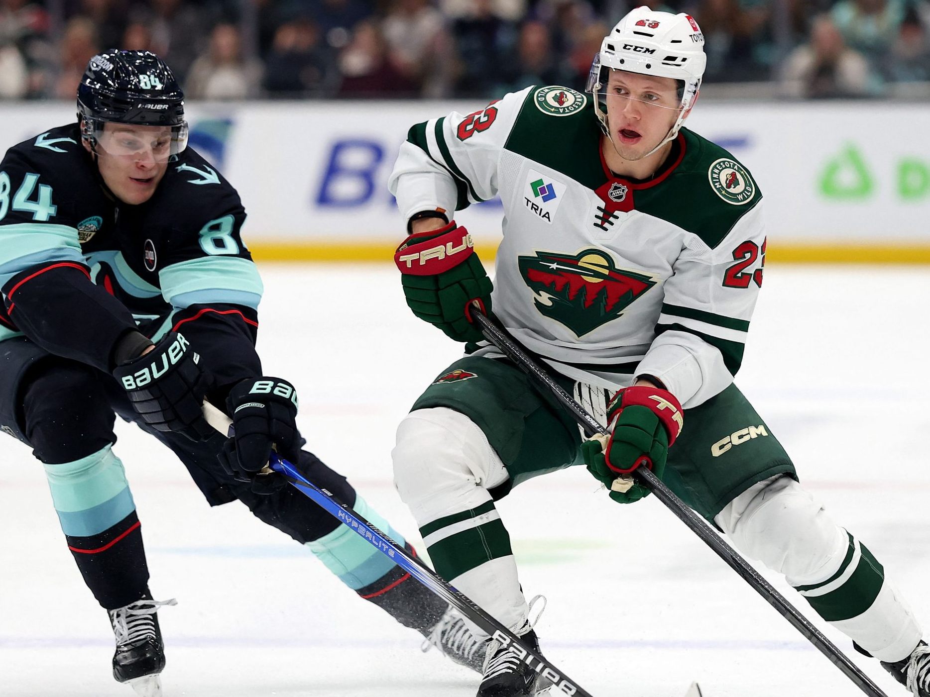 Rossi führte die Minnesota Wild zum Overtime-Sieg gegen die Dallas Stars (Archivbild vom Spiel gegen den Utah Hockey Club) Rossi führte die Minnesota Wild zum Overtime-Sieg gegen die Dallas Stars (Archivbild vom Spiel gegen den Utah Hockey Club)