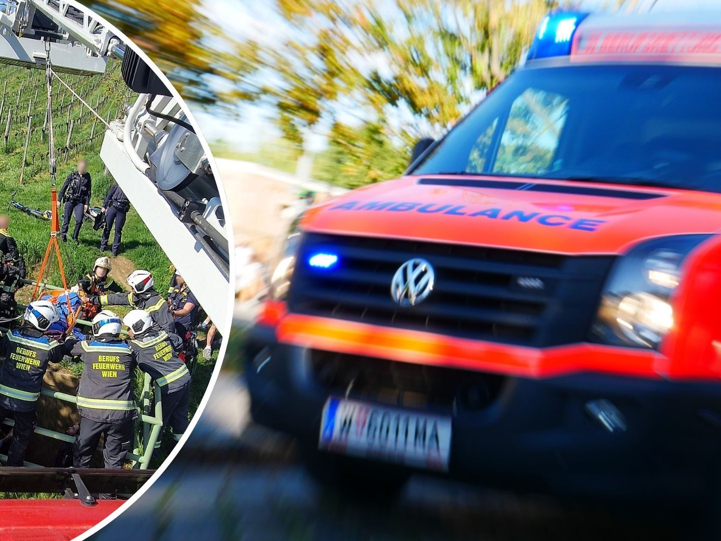 Feuerwehr kam Sechsjähriger in Rückhaltebecken zu Hilfe, an Wiener Berufsrettung übergeben.