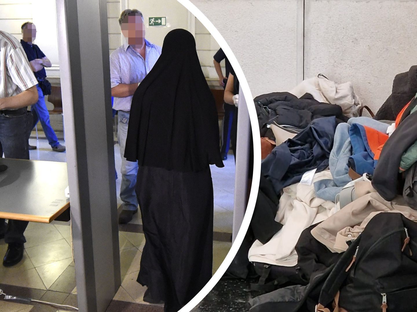 Viele Personen ließen vor der Schleuse Jacken, Mäntel und Taschen zurück, ein Haufen bildete sich.