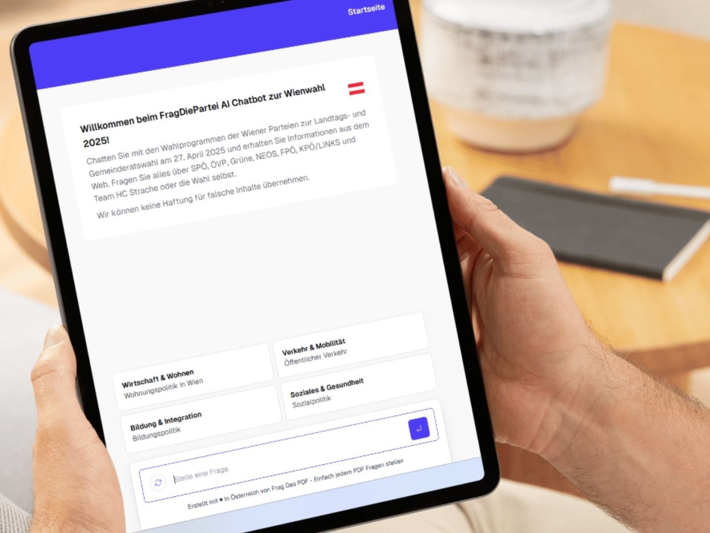 Der Chatbot analysiert die jeweilige Frage zur Wien-Wahl.