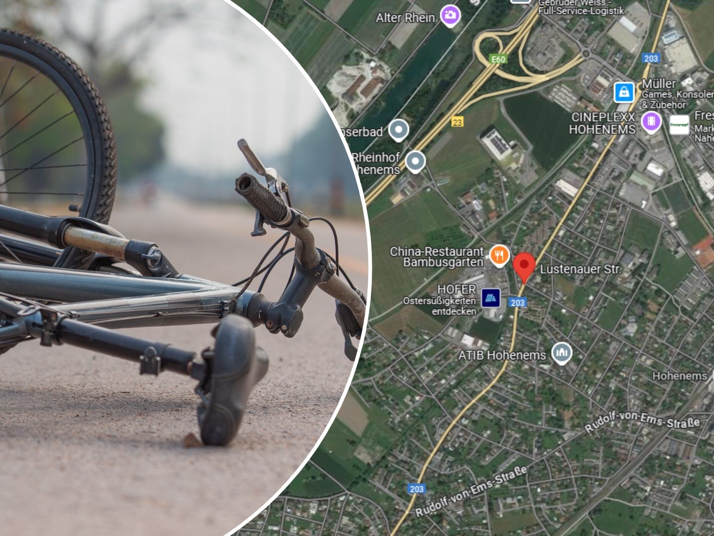 In Hohenems kam es zu einer Kollision zwischen einem Pkw und einem Fahrrad.