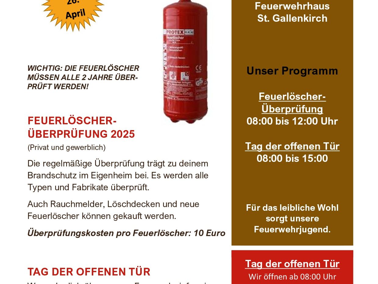Feuerlöscher-Überprüfung  am 26.04.2025