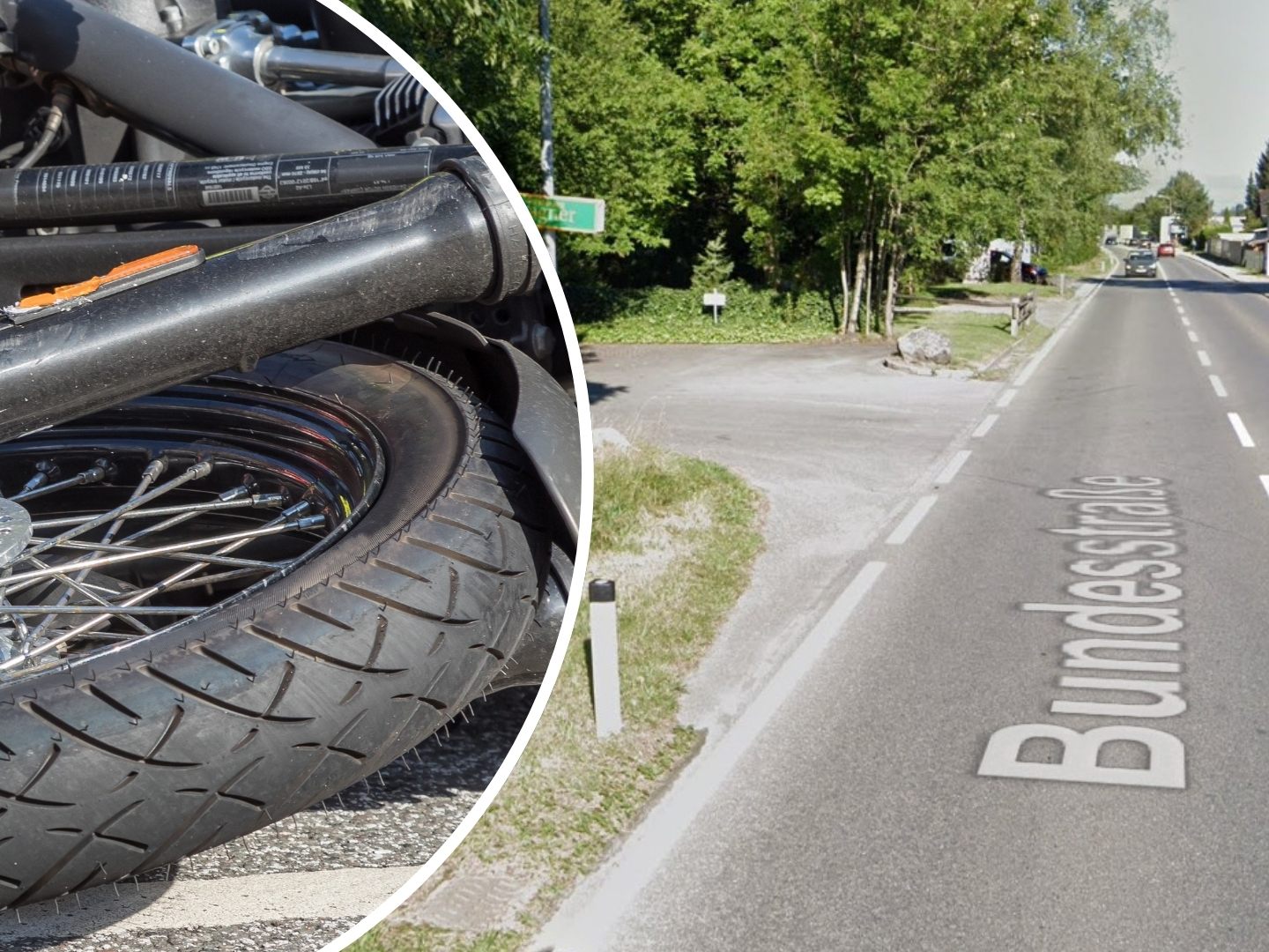 Der Screenshot von Google Streetview zeigt den Unfallort laut Informationen der Polizei. (Motorrad: Symbolbild) Der Screenshot von Google Streetview zeigt den Unfallort laut Informationen der Polizei. (Motorrad: Symbolbild)