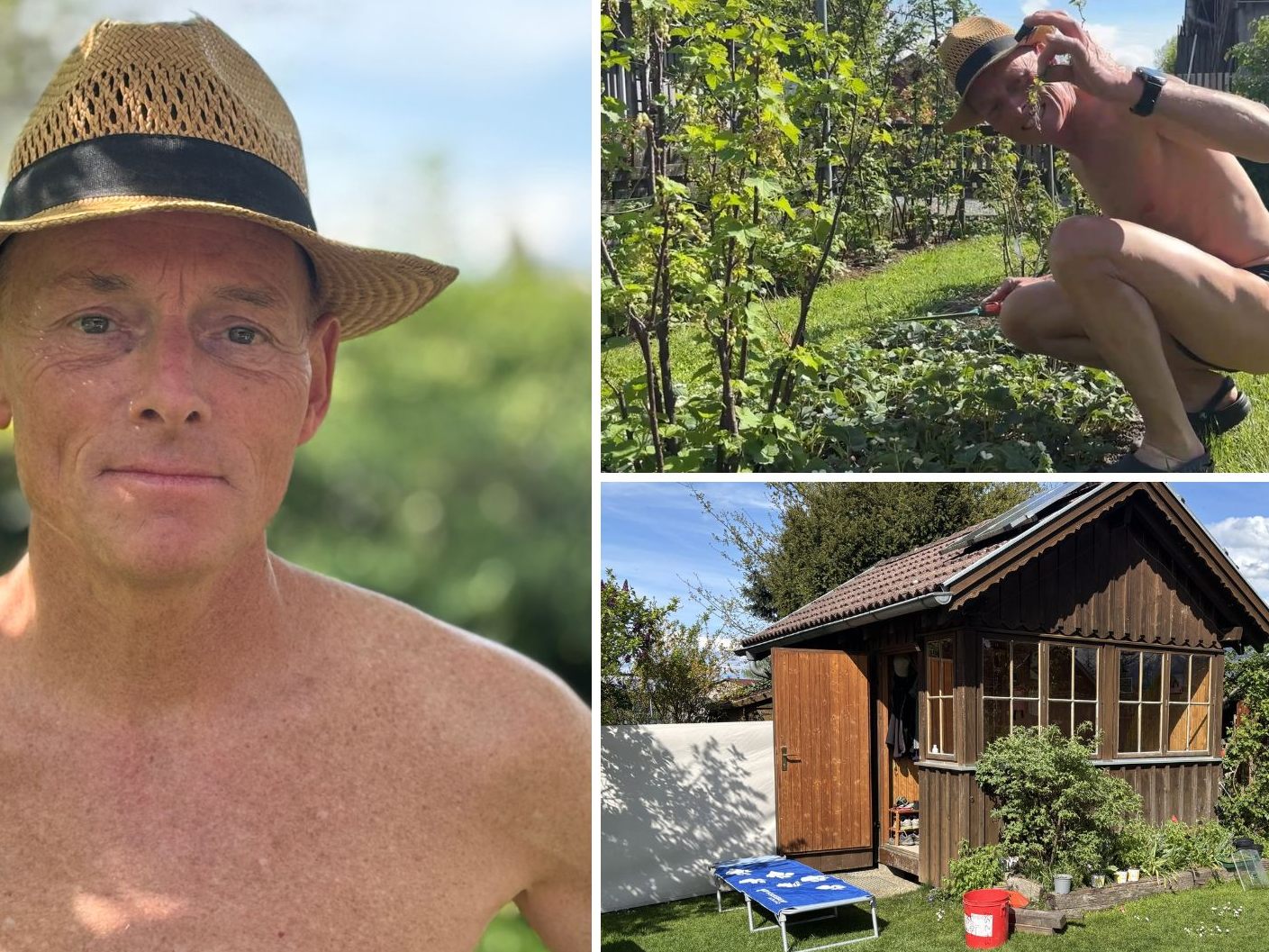 Laut Andreas ist er nicht der Einzige in der Schrebergartenanlage Lerchenau, der in knapper Bekleidung die Sonne genießt.