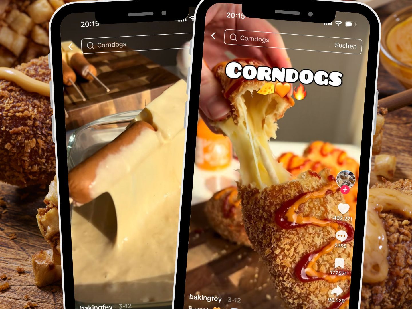Ein TikTok-Video zeigt, wie knusprige Corn Dogs mit Käse und Würstchen einfach zubereitet werden – ideal als schneller Snack für zwischendurch.