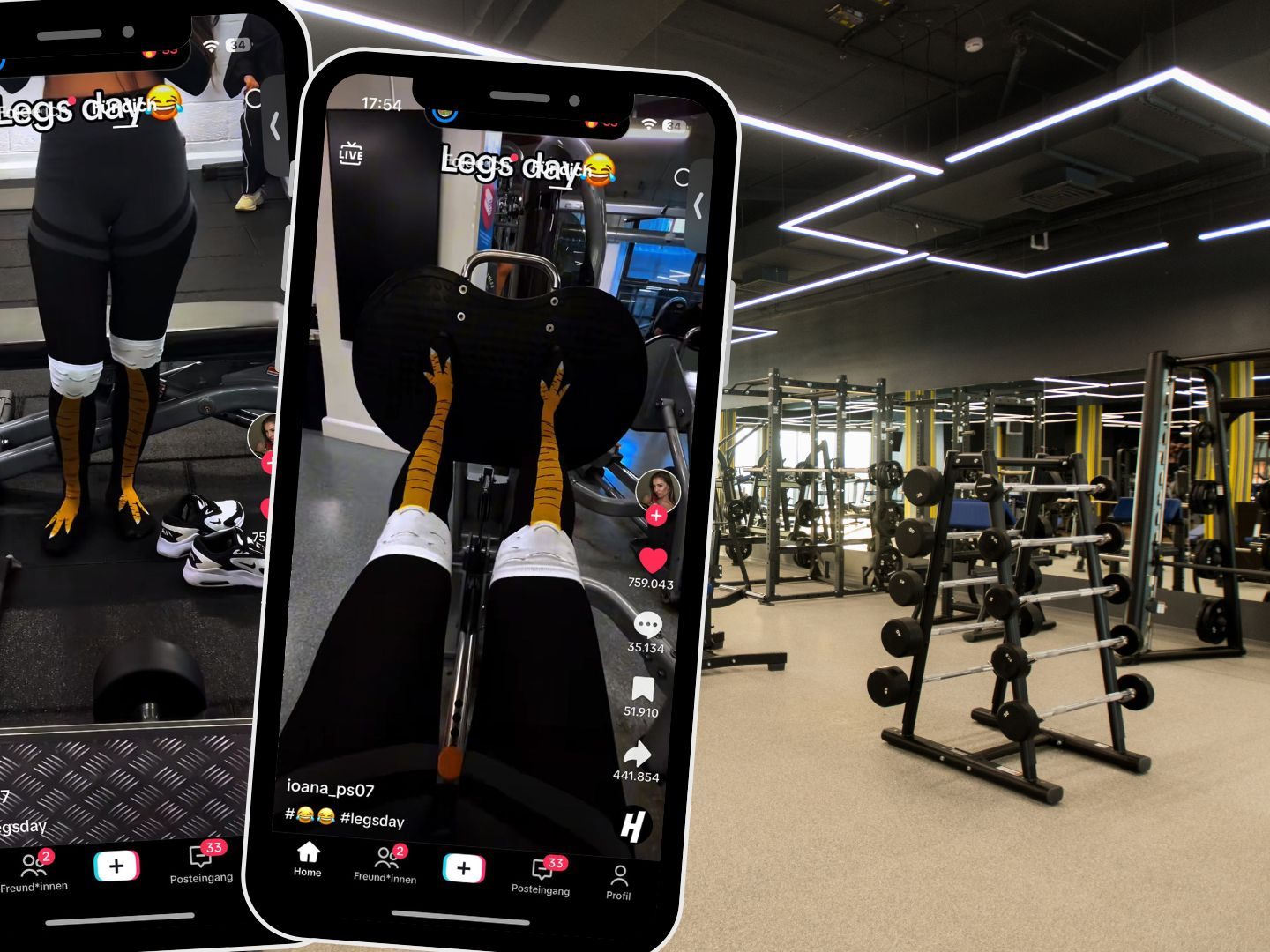 Ein TikTok-Video von @ioana_ps07 über Beintraining begeistert mit Humor und erreicht über 758.000 Likes.