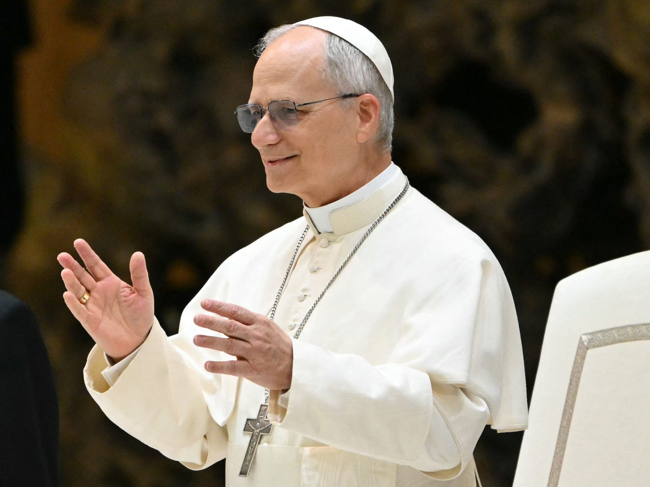 Papst Leo XIV. bei seiner ersten Medienaudienz.