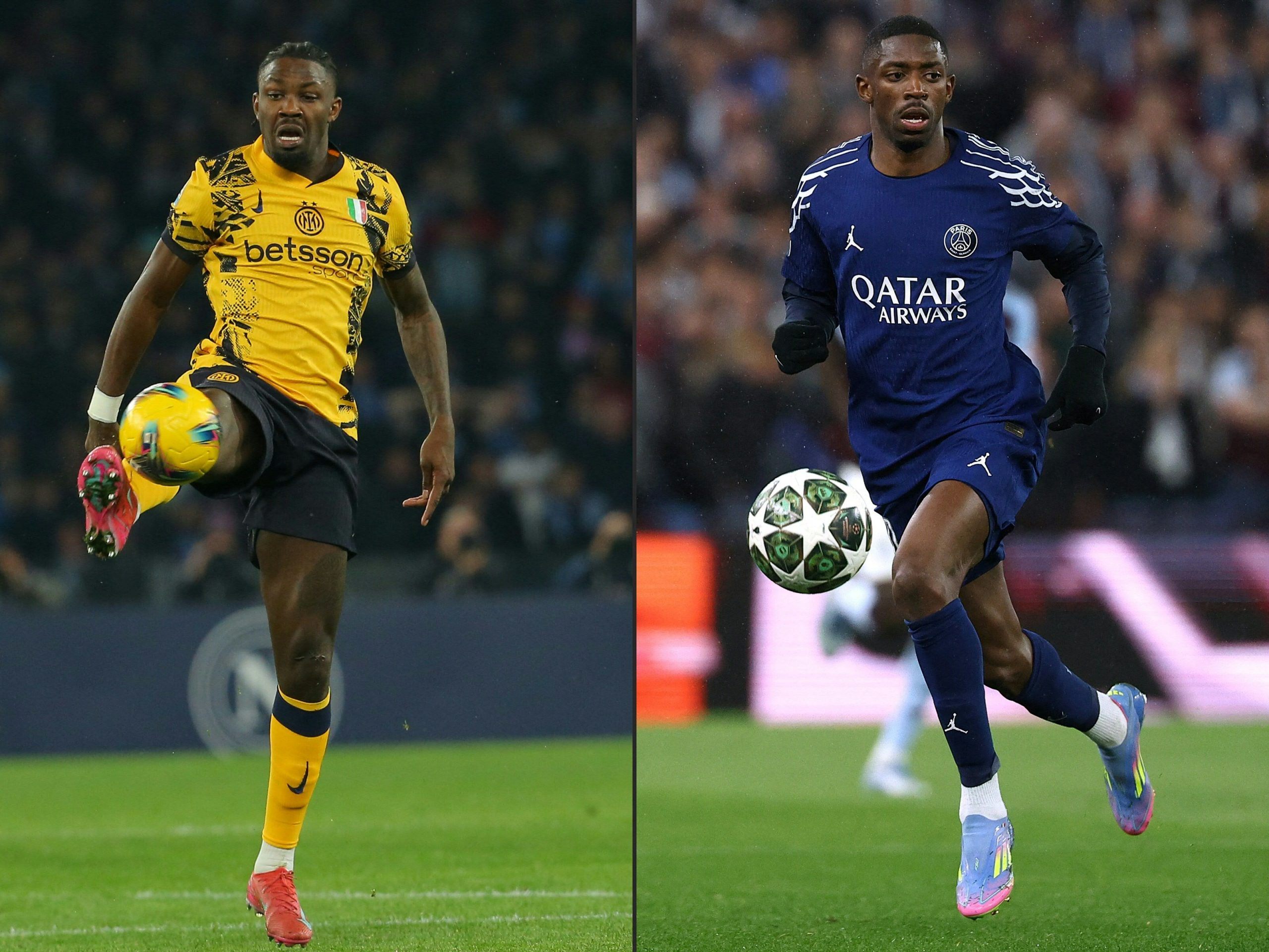 Sie könnten das Champions-League-Finale zwischen Inter Mailand und Paris SG entscheiden: Marcus Thuram und Ousmane Dembele. Sie könnten das Champions-League-Finale zwischen Inter Mailand und Paris SG entscheiden: Marcus Thuram und Ousmane Dembele.