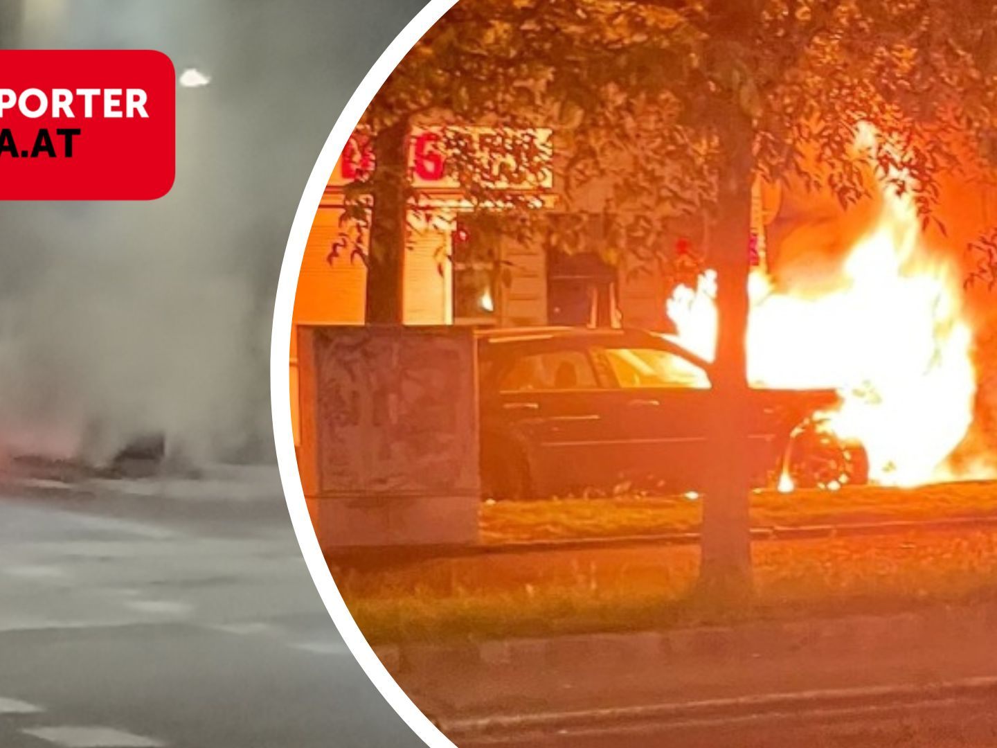 Ein Pkw stand am Hernalser Gürtel in Vollbrand.