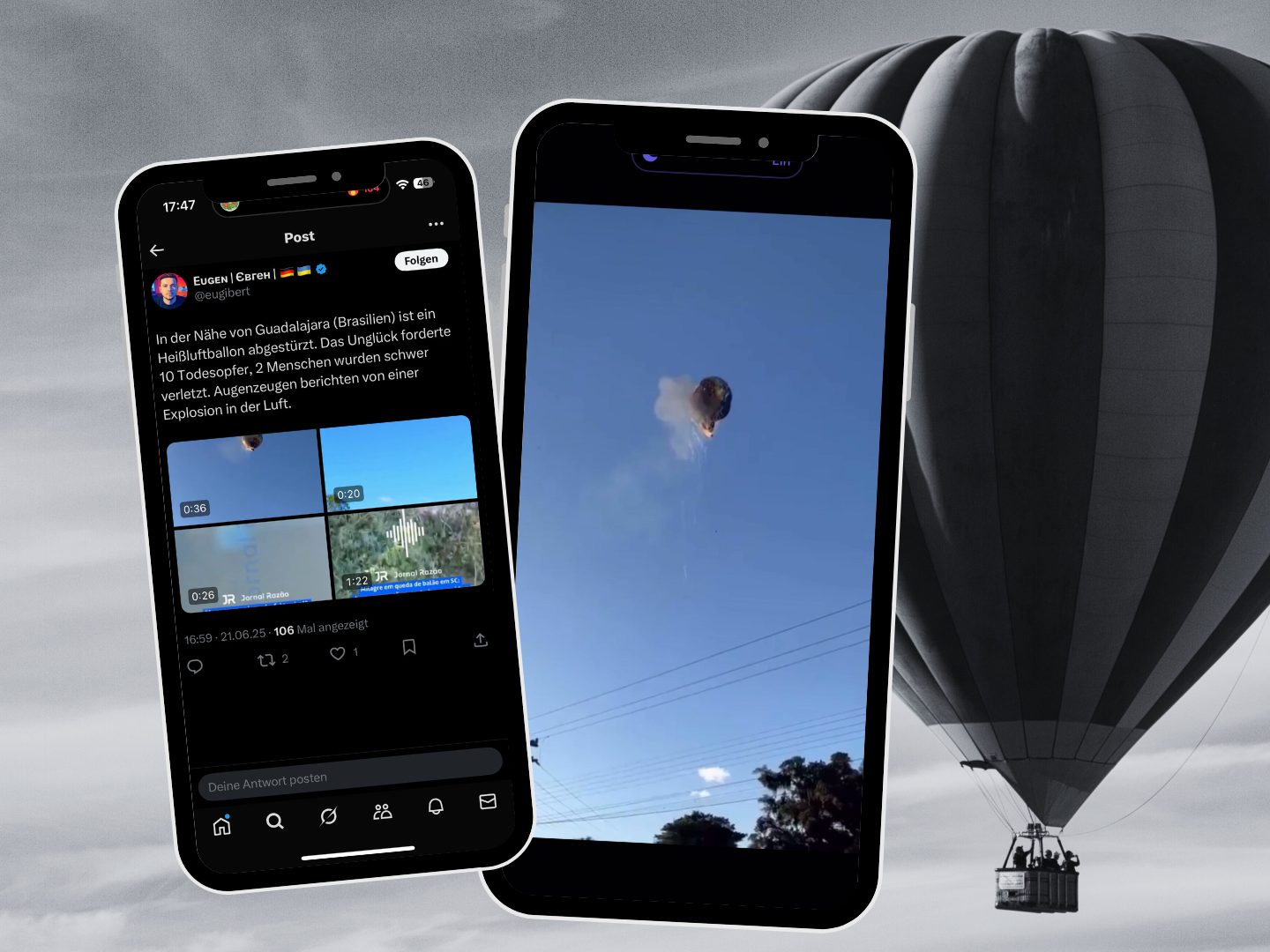 Bei einem Heißluftballon-Absturz in Südbrasilien sind acht Menschen gestorben. Bei einem Heißluftballon-Absturz in Südbrasilien sind acht Menschen gestorben.