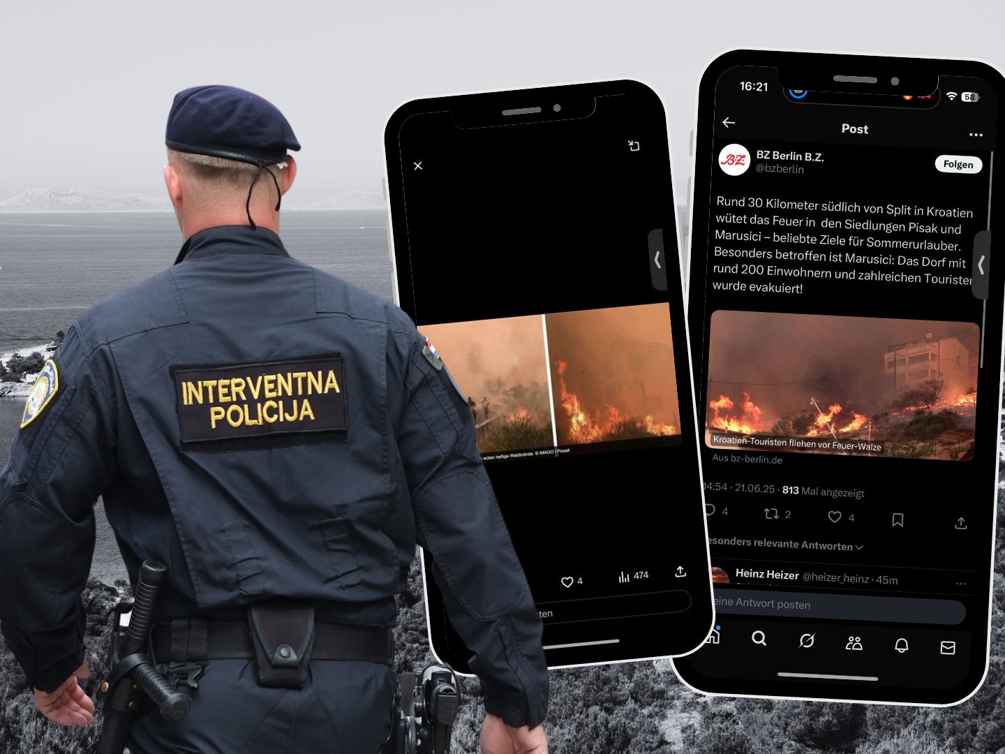 Touristen fliehen per Boot: Kroatien-Feuer war gelegt Touristen fliehen per Boot: Kroatien-Feuer war gelegt