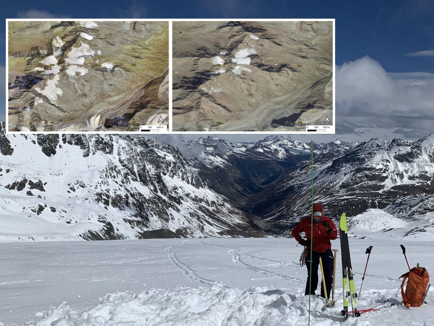 Feldarbeiten am Jamtalferner in der Silvretta vom 26.04.2025.