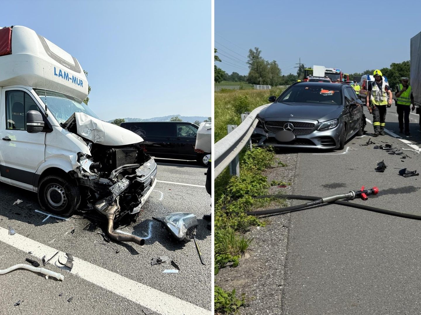 Unfall auf der A14 mit drei beteiligten Fahrzeugen. Unfall auf der A14 mit drei beteiligten Fahrzeugen.