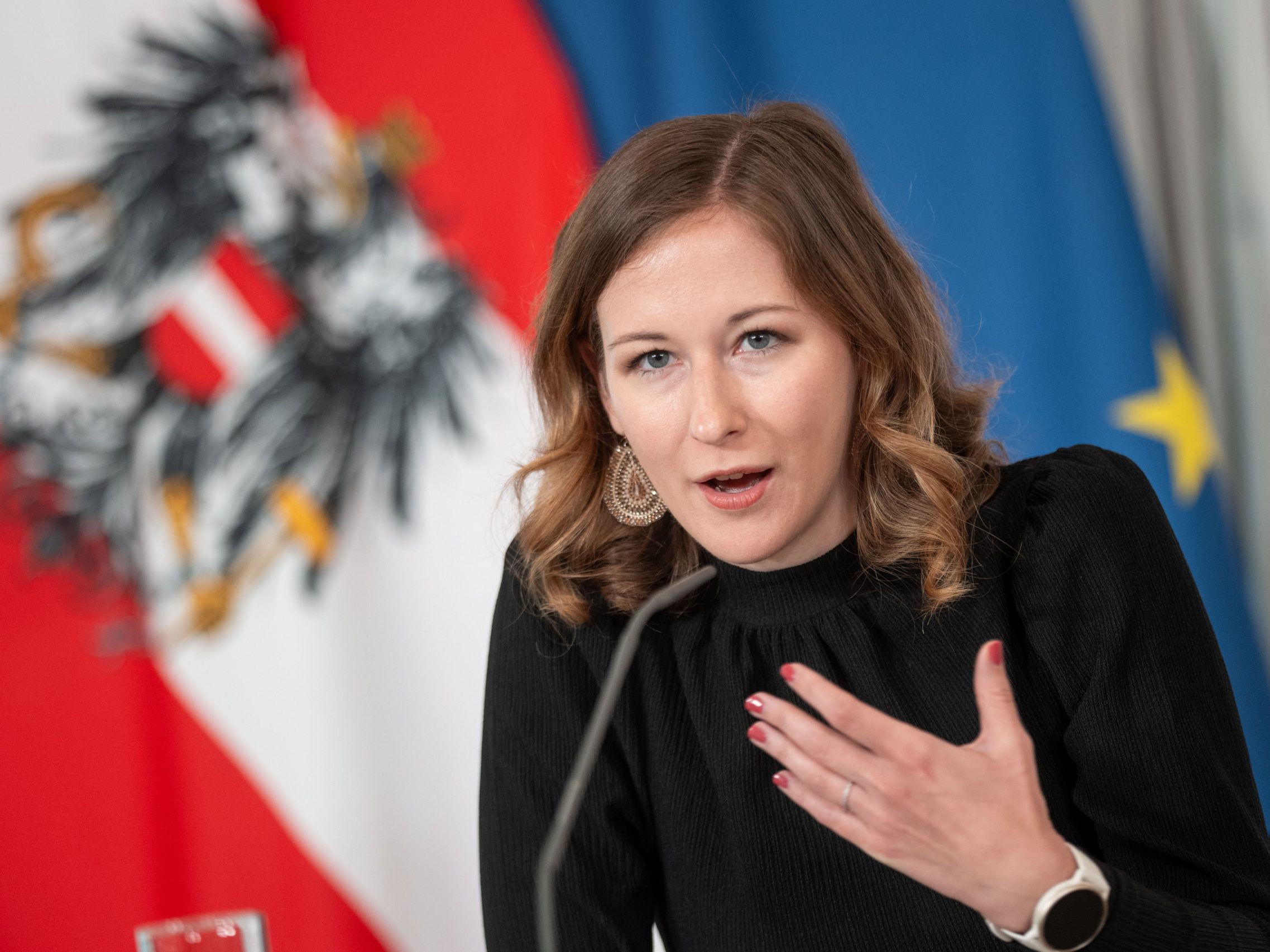 Integrationsministerin Claudia Plakolm präsentiert gemeinsam mit Statistik Austria das Jahrbuch 2025 zu Migration und Integration im Bundeskanzleramt.