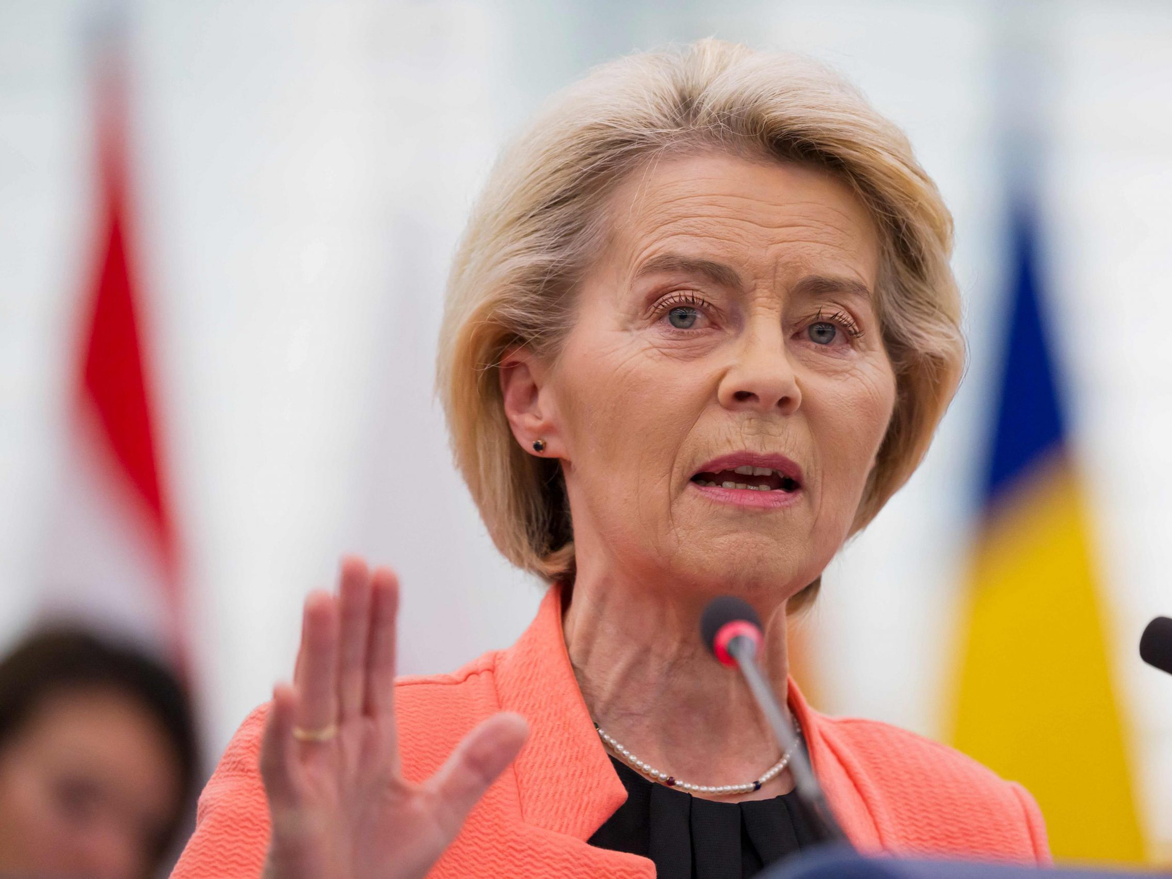 Im Europaparlament wird über einen Misstrauensantrag gegen Ursula von der Leyen abgestimmt. Im Europaparlament wird über einen Misstrauensantrag gegen Ursula von der Leyen abgestimmt.