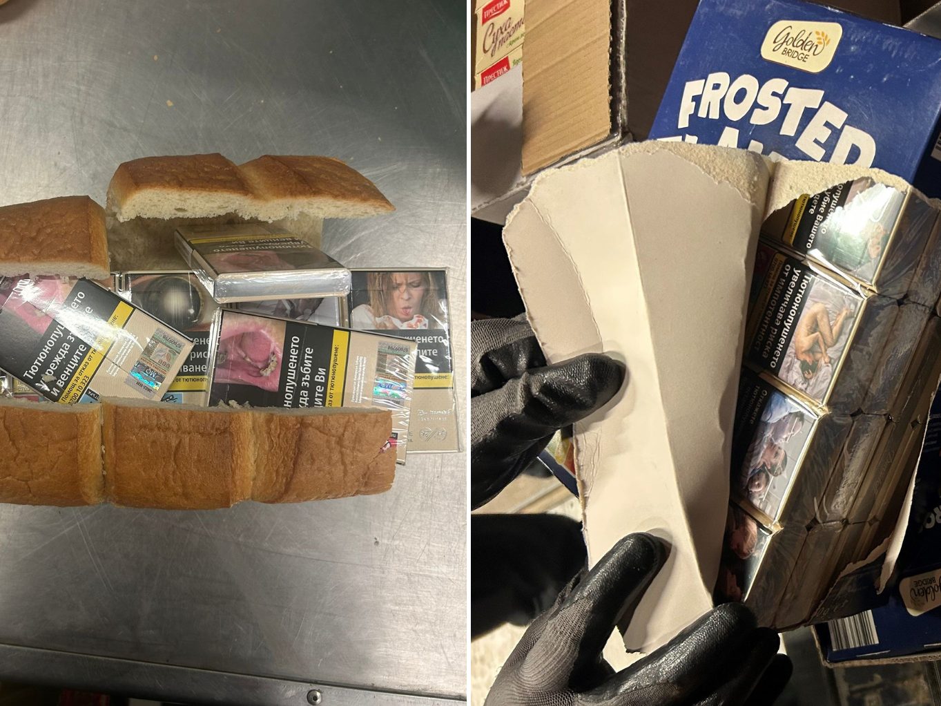 Die Zigaretten waren in Brotlaiben und Verpackungen von Lebensmitteln versteckt.
