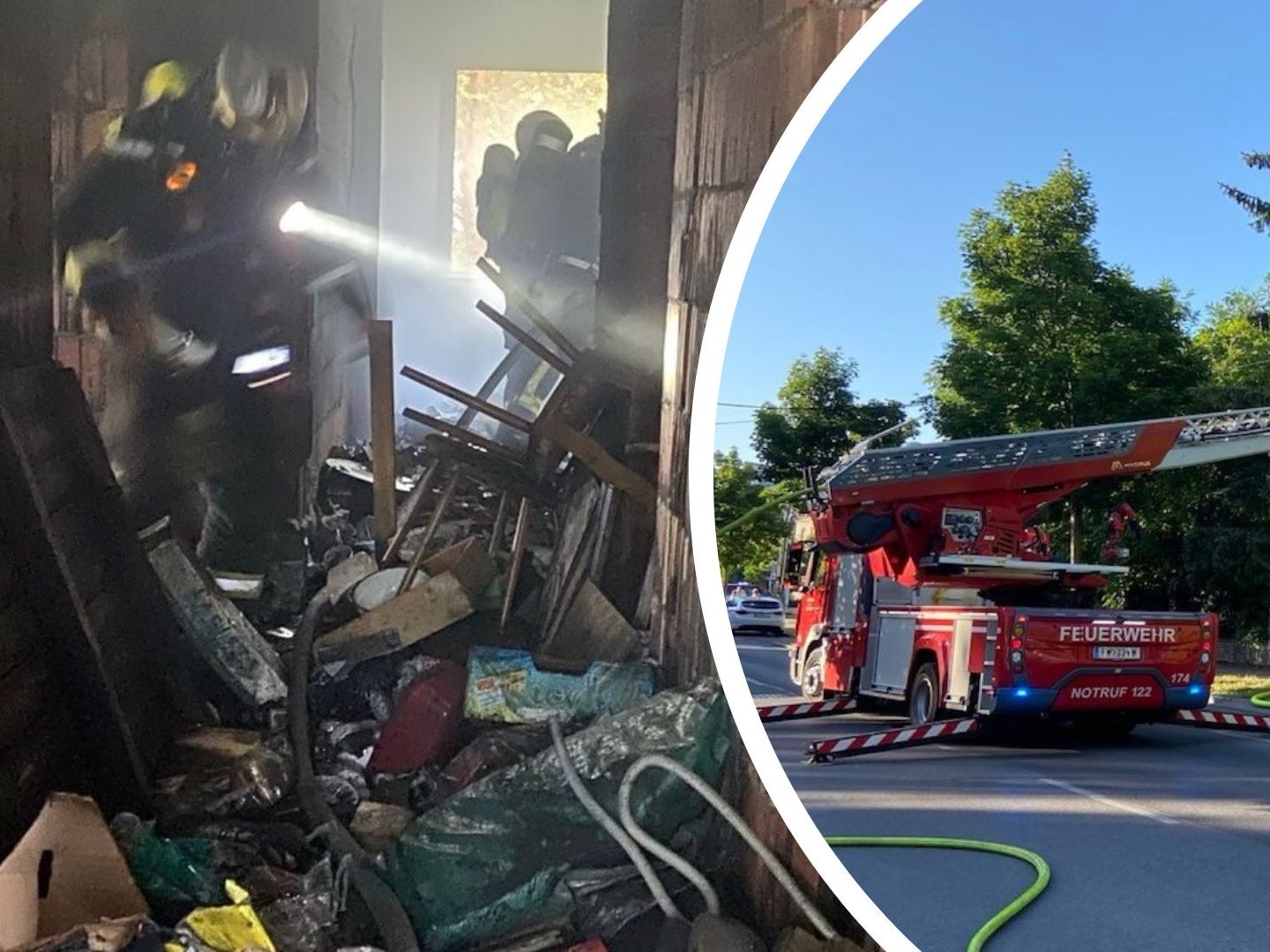 Feuerwehreinsatz in Wien-Floridsdorf. Feuerwehreinsatz in Wien-Floridsdorf.