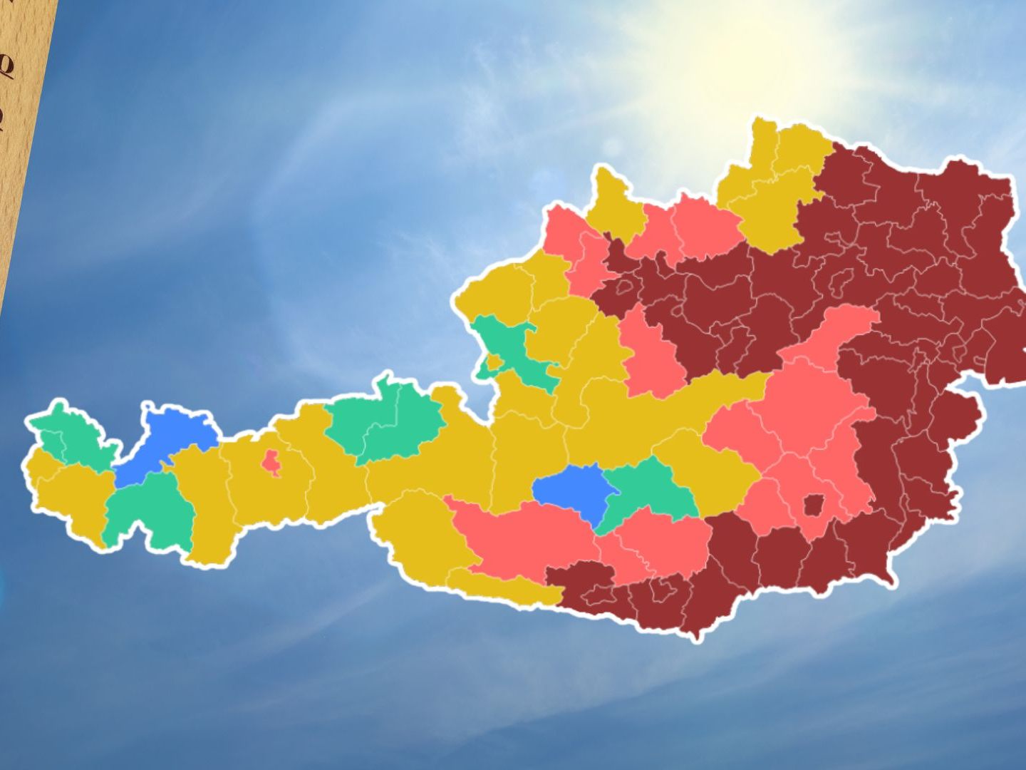 Die Karte zeigt eine Zunahme der Hitzetage vor allem im Osten Österreichs.