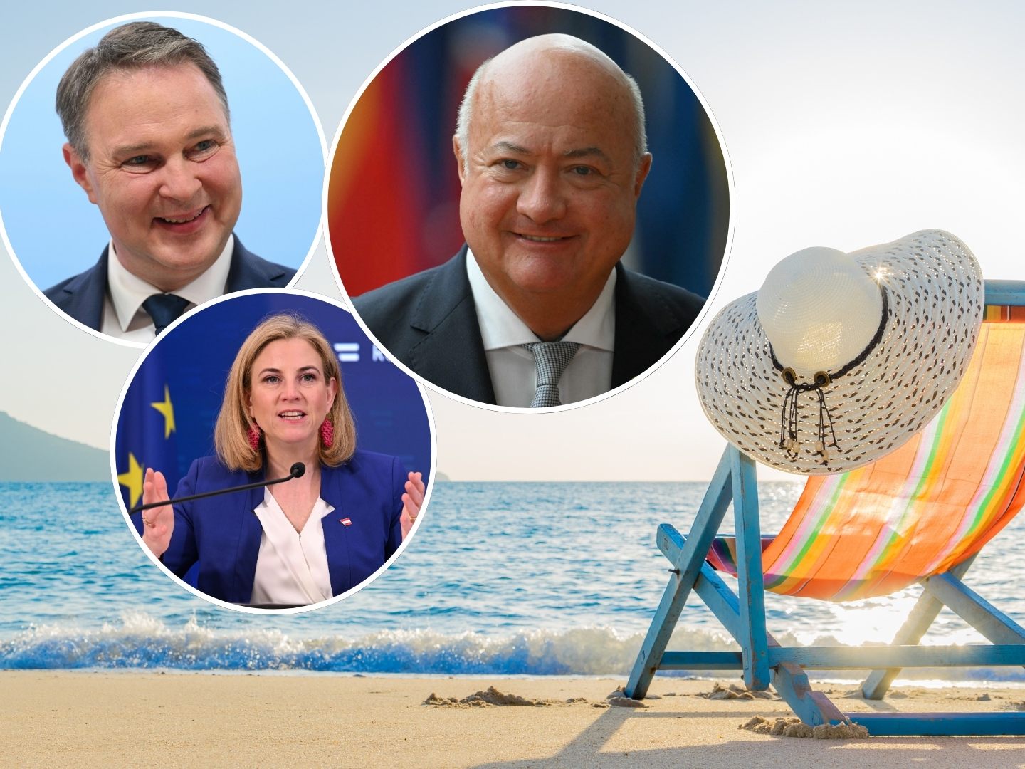 Christian Stocker, Andreas Babler und Beate Meinl-Reisinger loben vor Beginn der Sommerpause ihre Koalitionsarbeit – doch Gesetze werden bis September keine beschlossen.