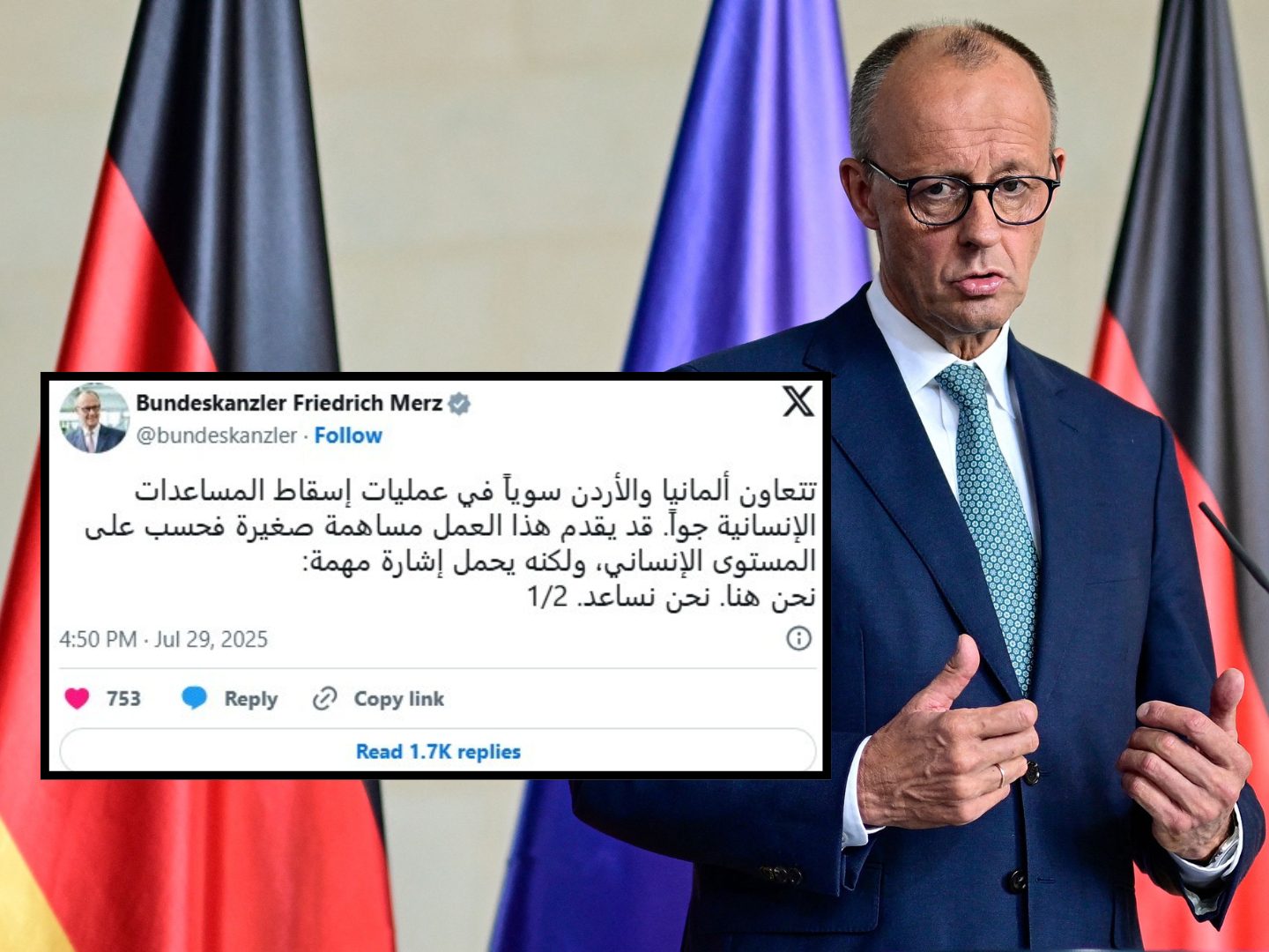 Nach Gaza-Hilfsbotschaft: Merz sieht sich Shitstorm gegenüber