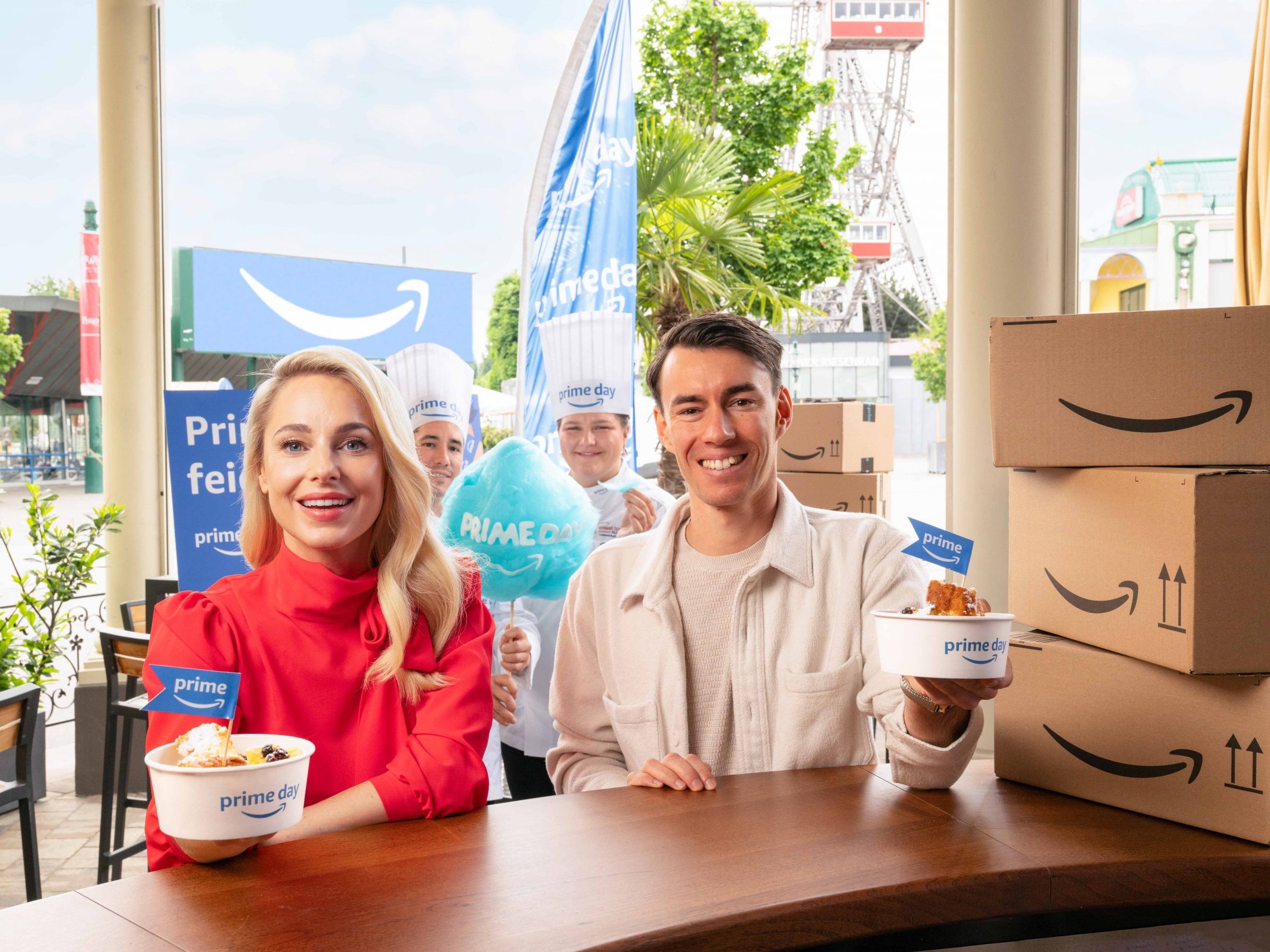 Im Wiener Prater gibt es am 8. Juli gratis Kaiserschmarren-Burger und Freifahrten für Prime-Mitglieder. Im Wiener Prater gibt es am 8. Juli gratis Kaiserschmarren-Burger und Freifahrten für Prime-Mitglieder.