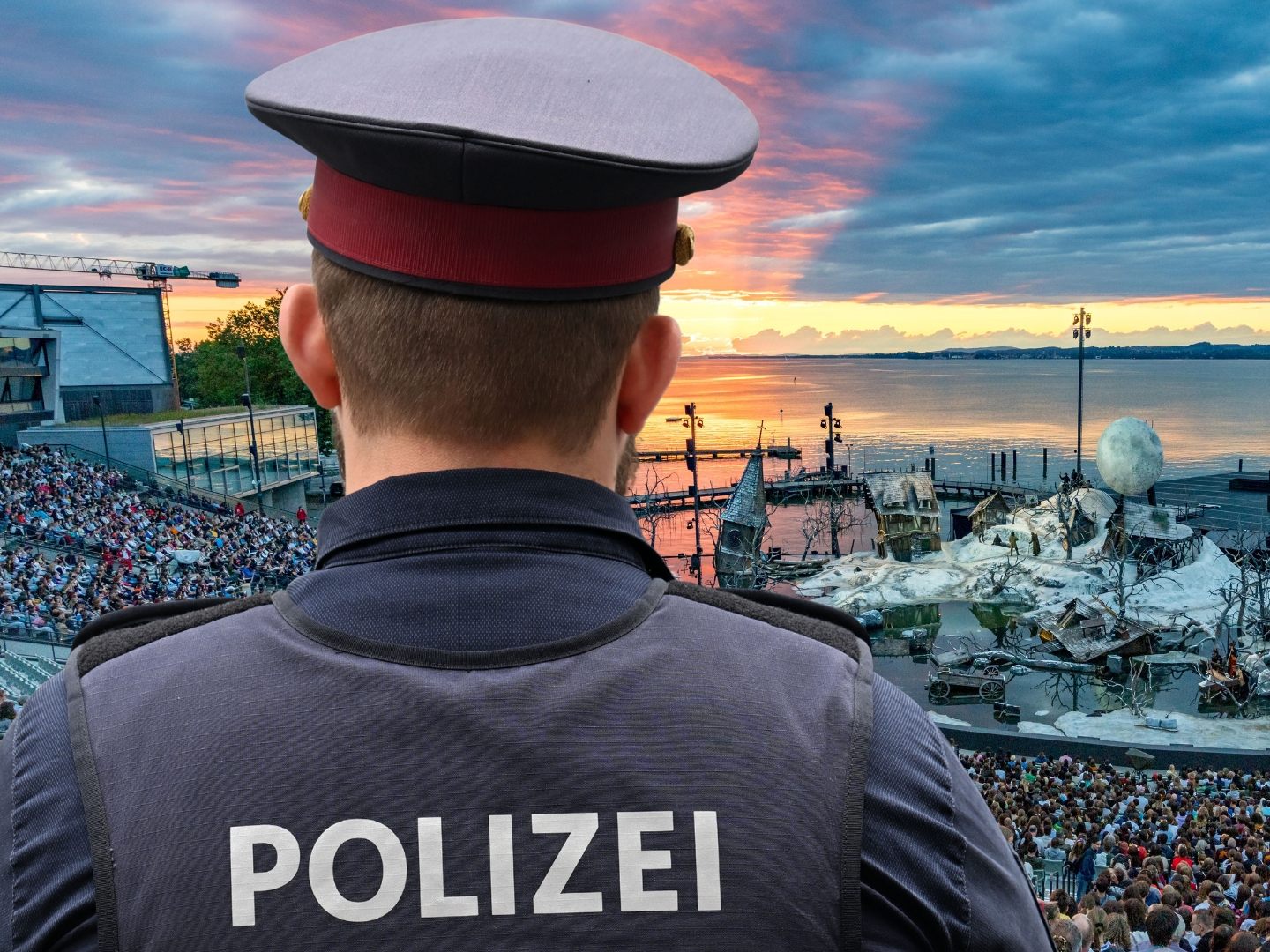 Zur Eröffnung der Bregenzer Festspiele überwacht die Polizei mit Land- und Seestreifen die Sicherheit rund um die Seebühne.