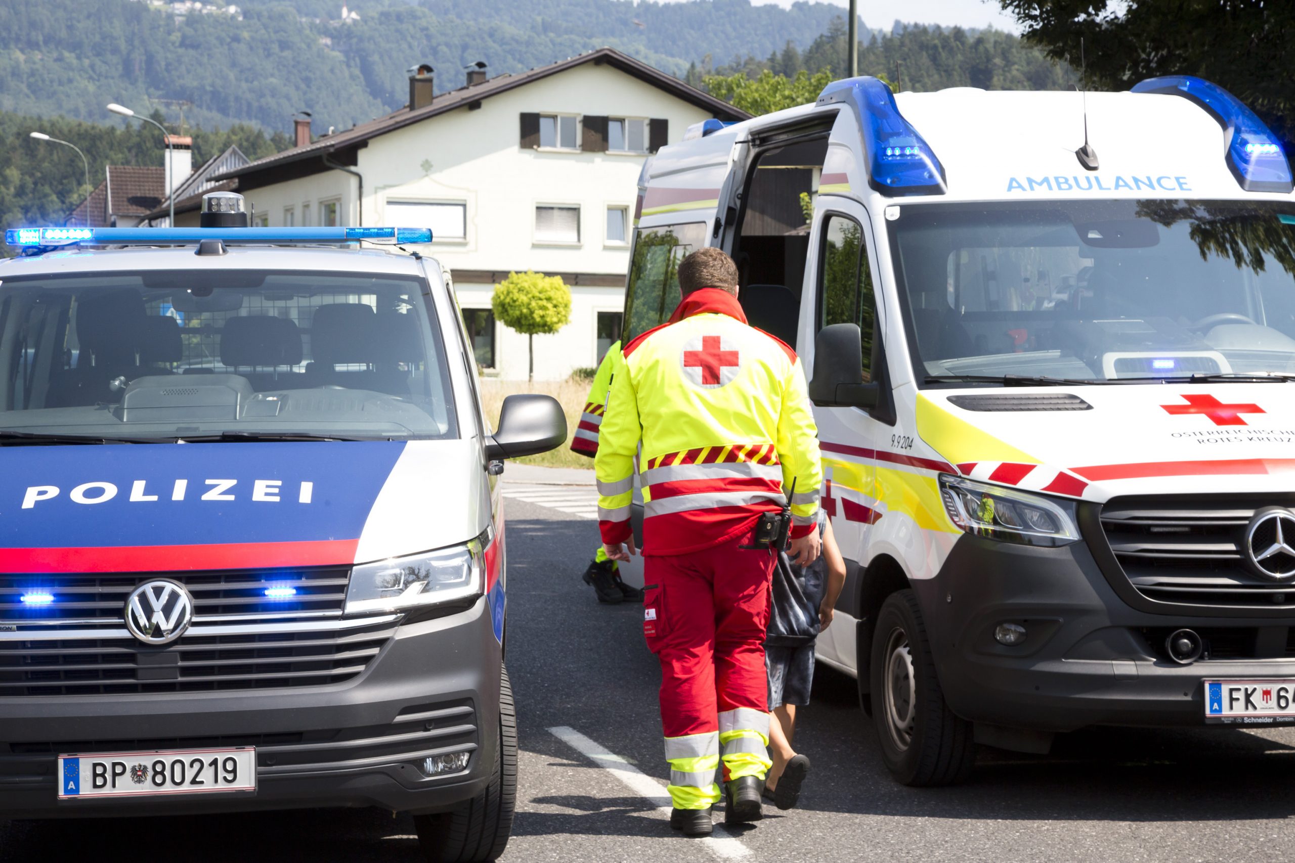 Rankweil am 4.7.2025 VU Verkehrsunfall, Langgasse, gegen 15h,