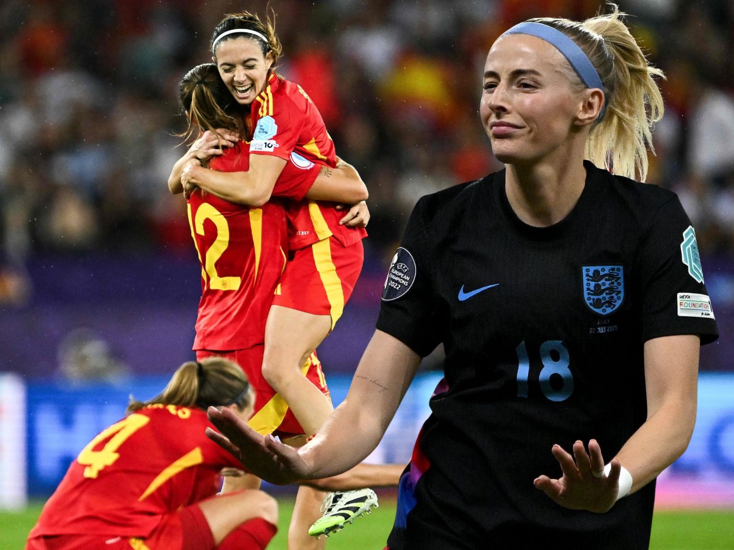 Im EM-Finale der Frauen trifft Titelverteidiger England auf den amtierenden Weltmeister Spanien. Im EM-Finale der Frauen trifft Titelverteidiger England auf den amtierenden Weltmeister Spanien.