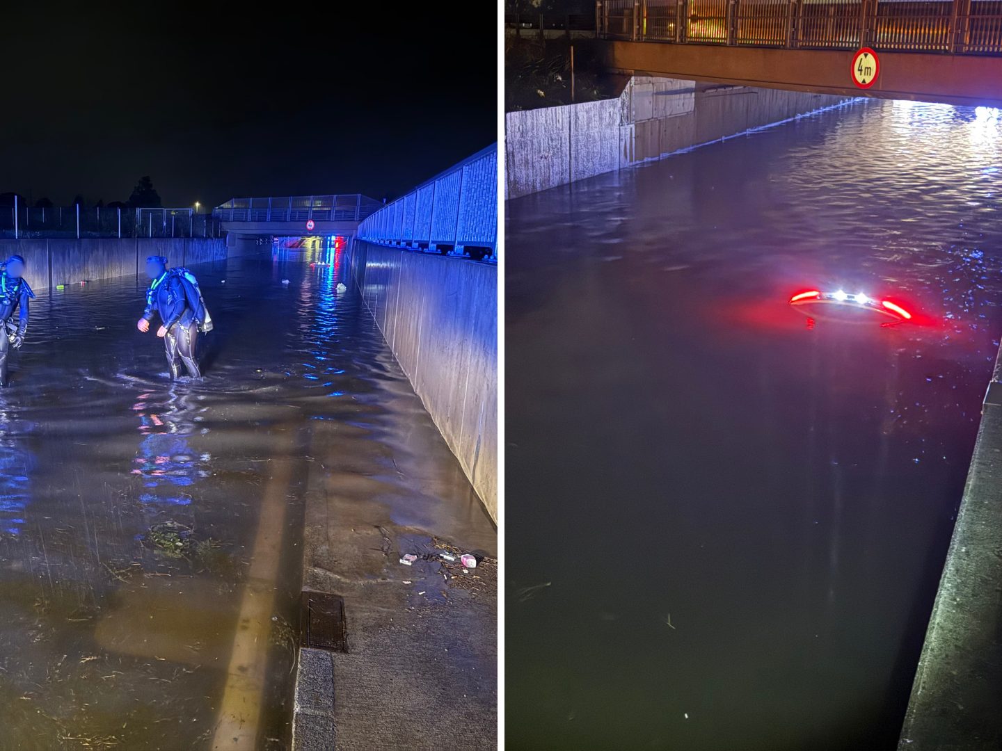 Fahrzeug in überfluteter Unterführung in Dornbirn geborgen