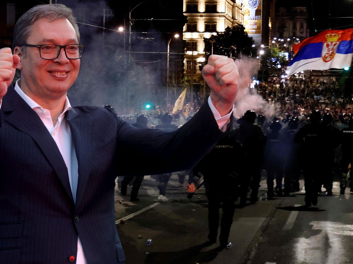 Sechs Polizisten bei Protesten gegen Präsident Vučić (l.) in Belgrad verletzt und 38 Demonstranten festgenommen. Sechs Polizisten bei Protesten gegen Präsident Vučić (l.) in Belgrad verletzt und 38 Demonstranten festgenommen.