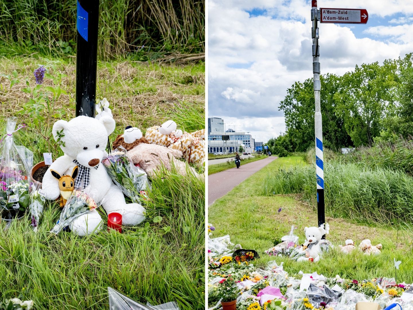 Blumen am Tatort in Amsterdam, wo die 17-jährige Jugendliche in der Nacht auf Mittwoch getötet wurde. Blumen am Tatort in Amsterdam, wo die 17-jährige Jugendliche in der Nacht auf Mittwoch getötet wurde.