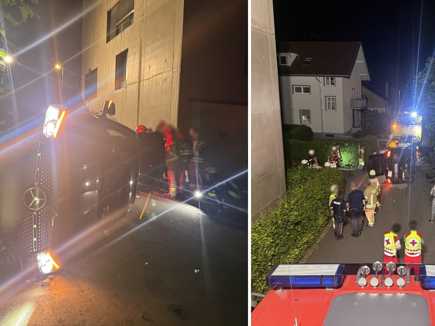Der Lenker kollidierte mit einer Gabione, infolgedessen kippte der Pkw auf die linke Seite. Der Lenker kollidierte mit einer Gabione, infolgedessen kippte der Pkw auf die linke Seite.