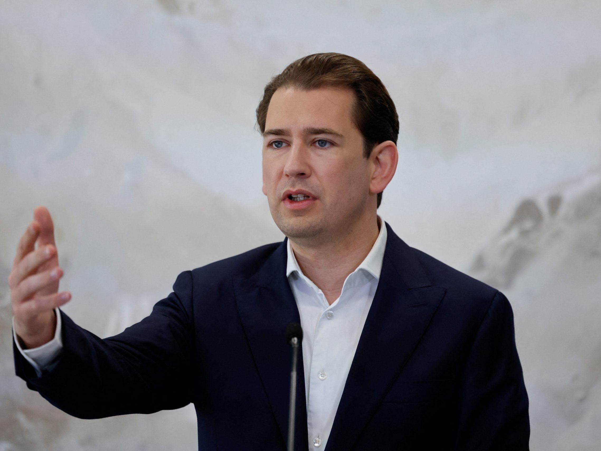 Sebastian Kurz bei einer Pressekonferenz in Wien am 27. Mai 2025. Sebastian Kurz bei einer Pressekonferenz in Wien am 27. Mai 2025.