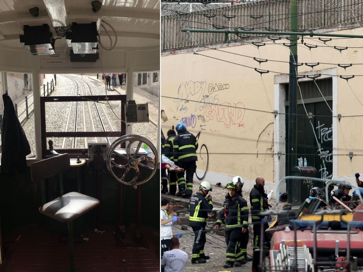 Durch die Entgleisung des beliebten "Elevador da Glória" starben mindestens 17 Menschen. Durch die Entgleisung des beliebten "Elevador da Glória" starben mindestens 17 Menschen.