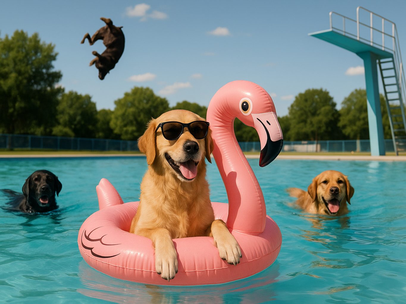 Hunde im Poolspaß
