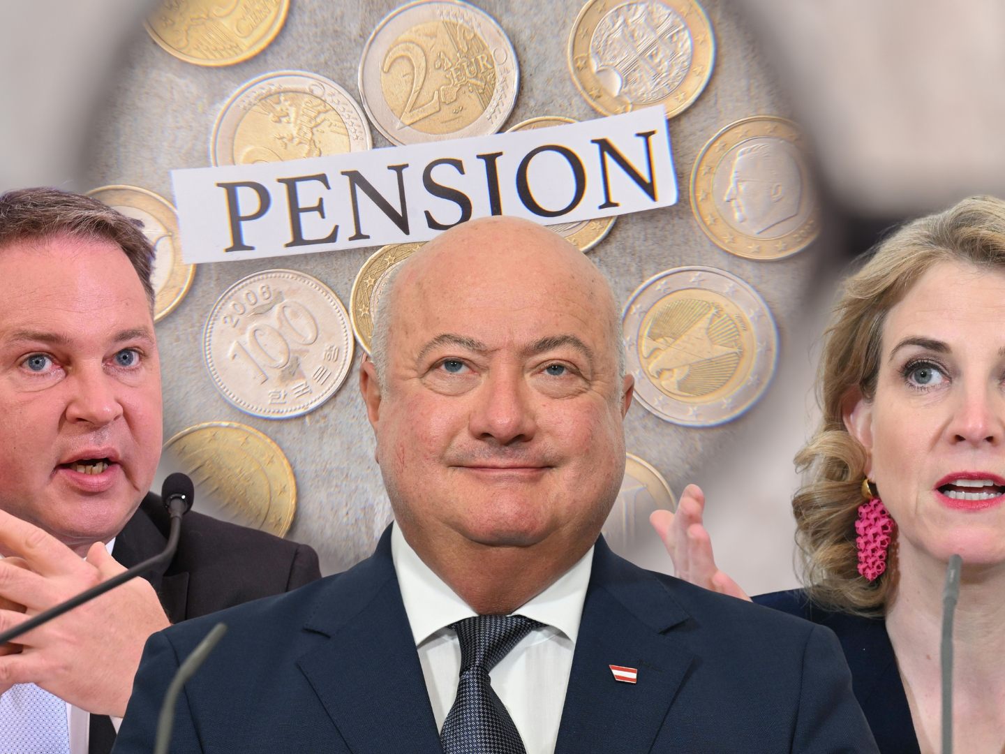 Vizekanzler Andreas Babler (SPÖ), Bundeskanzler Christian Stocker (ÖVP) und Außenministerin Beate Meinl-Reisinger (Neos) haben sich auf eine Pensionsanpassung für 2026 geeinigt. Vizekanzler Andreas Babler (SPÖ), Bundeskanzler Christian Stocker (ÖVP) und Außenministerin Beate Meinl-Reisinger (Neos) haben sich auf eine Pensionsanpassung für 2026 geeinigt.