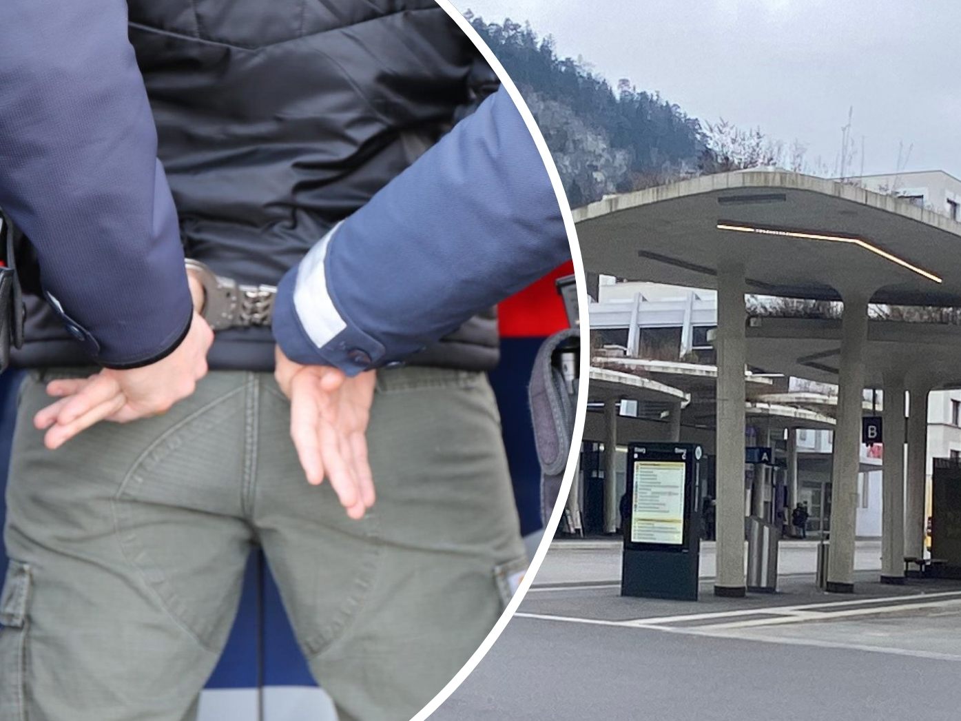 Der Verdächtige wurde am Bahnhof Feldkirch (r.) festgenommen. (Symbolbild)