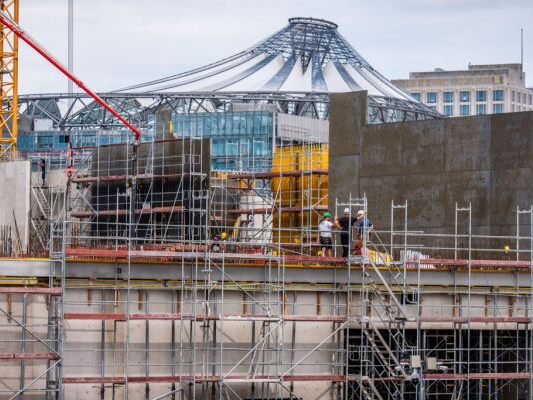 Die riesige Museumsbaustelle nahe dem Potsdamer Platz