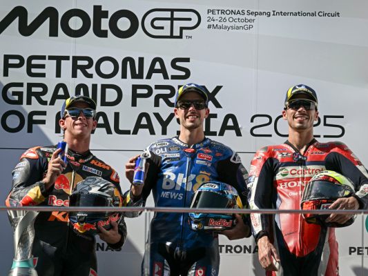 Das Siegerpodest der MotoGP in Sepang