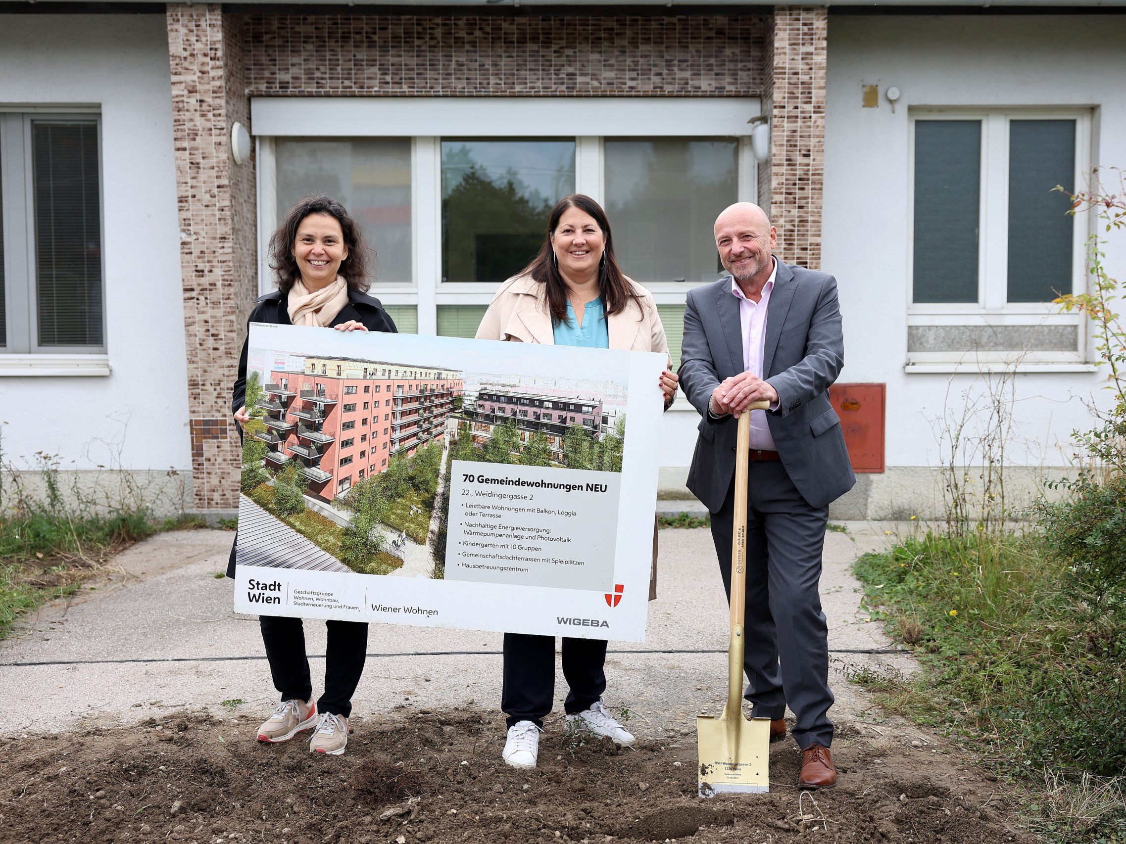 Baustart für den Gemeindebau NEU in der Weidingergasse.