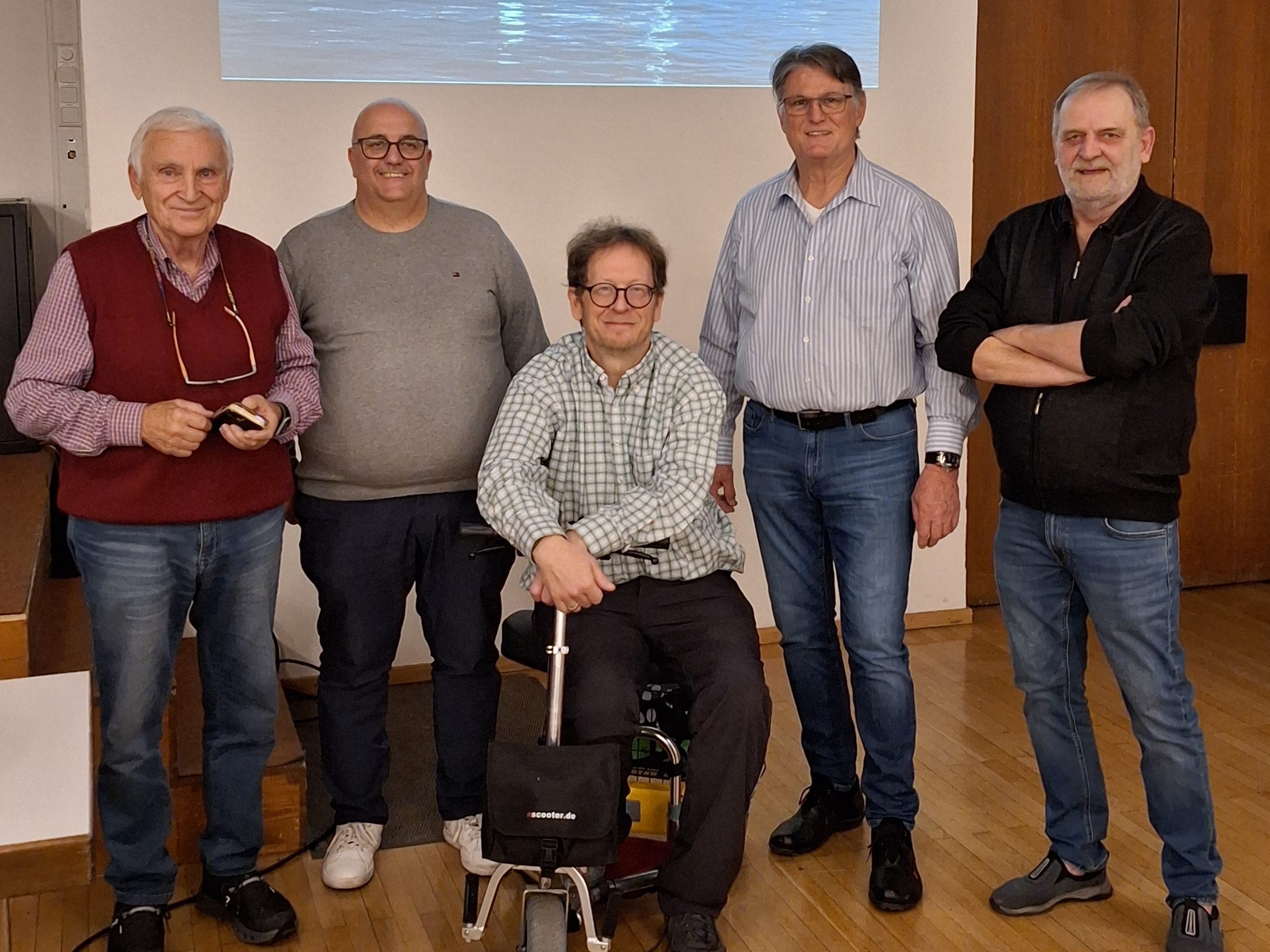 (v.l.n.r.): Karl Sackl, Roberto Montel, Boris Ziegler, Herbert Fechtig und Hans Isak.