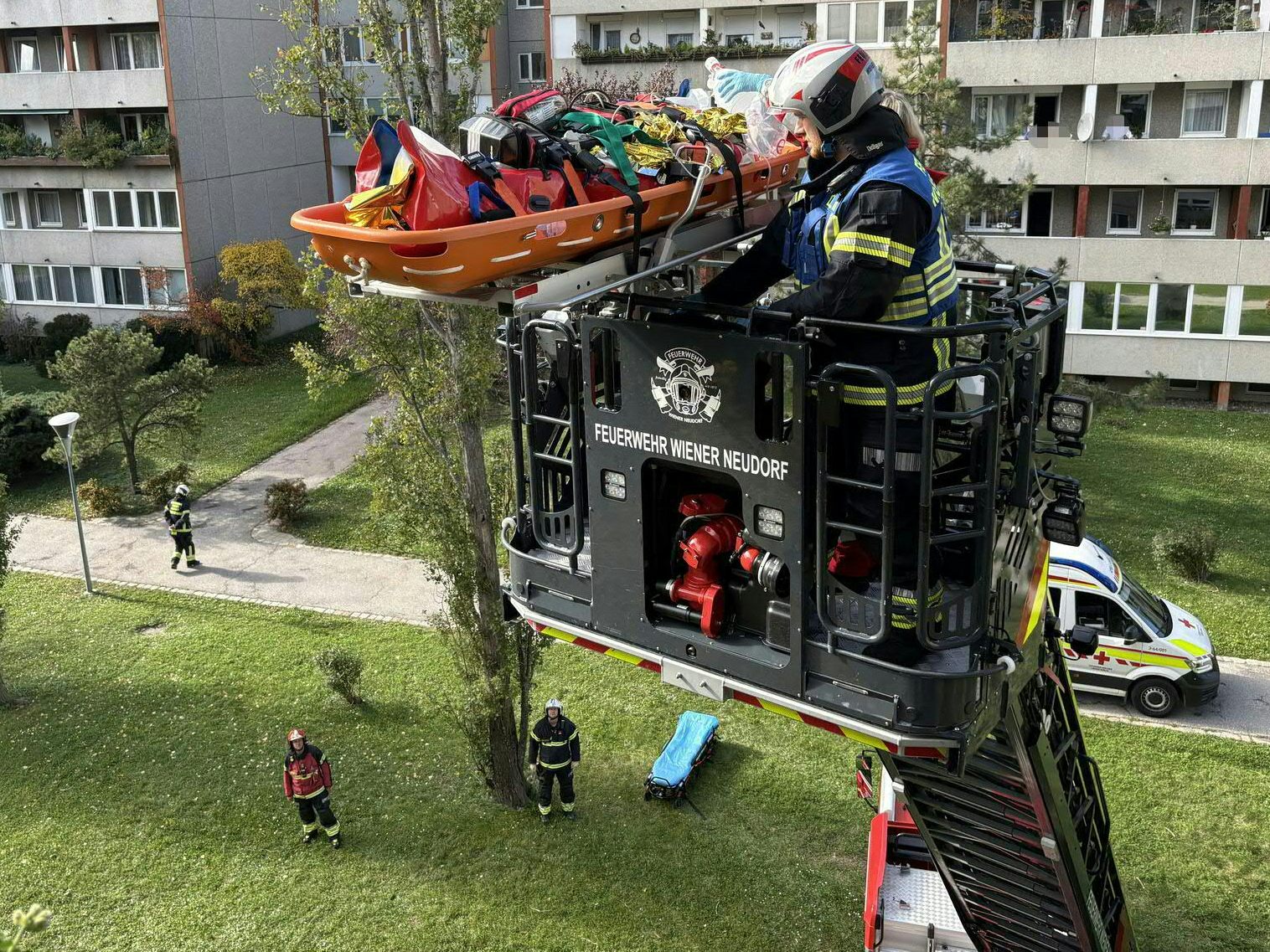 Nach einer erfolgreichen Wiederbelebung in Wiener Neudorf ist auch die örtliche Feuerwehr ausgerückt. Nach einer erfolgreichen Wiederbelebung in Wiener Neudorf ist auch die örtliche Feuerwehr ausgerückt.