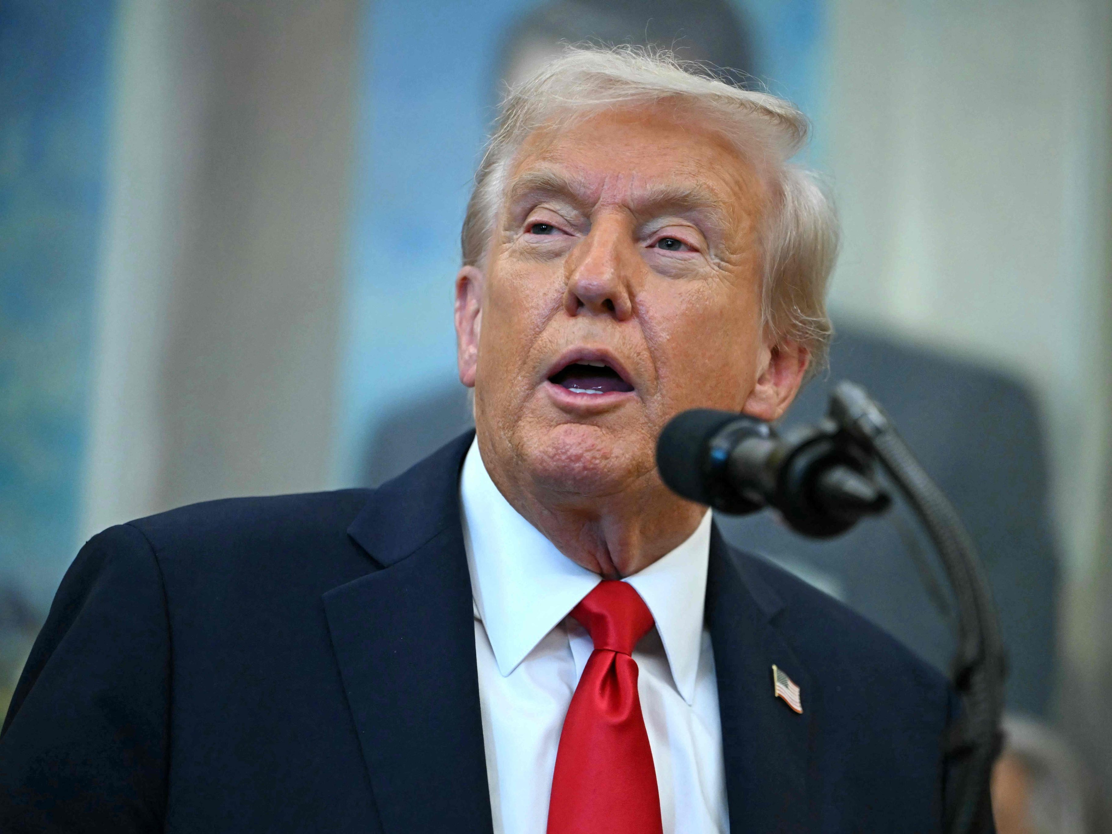 US-Präsident Donald Trump bei einer Erklärung im Oval Office des Weißen Hauses.