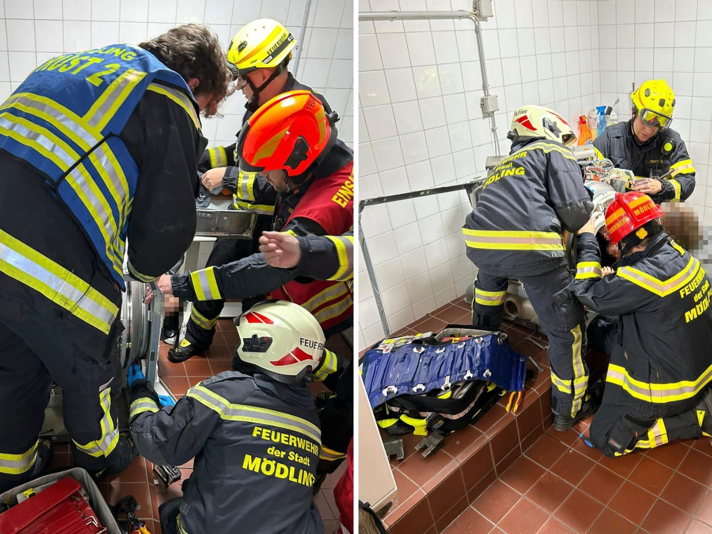 Feuerwehreinsatz wegen Mädchen in Wäschetrockner. Feuerwehreinsatz wegen Mädchen in Wäschetrockner.